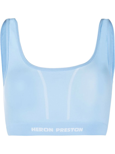 Heron Preston Logo-intarsia Crop Top In Blau