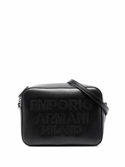 Emporio Armani Embossed-logo Crossbody Bag In Black
