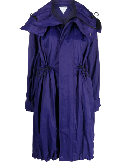 Bottega Veneta Drawstring Hooded Crease-effect Parka Coat In Purple