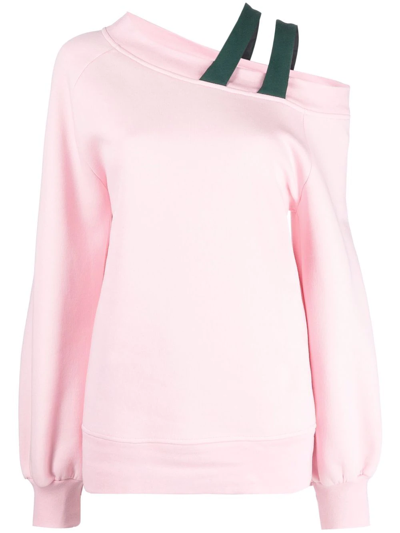 Atu Body Couture Off-shoulder Cotton-blend Sweatshirt In Rosa