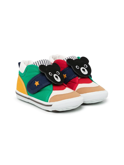 Miki House Babies' Colour-block Bear Sneakers In Multicolour