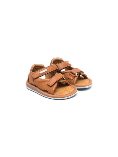 Camper Kids' Bicho Touch-strap Leather Sandals In Brown