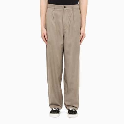 Stussy Brown Striped Pleated Trousers