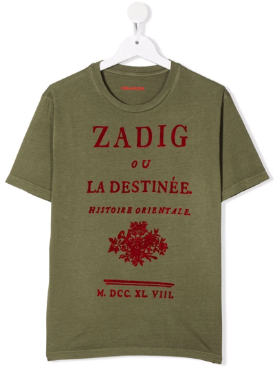 Zadig & Voltaire Teen Slogan-print T-shirt In Green