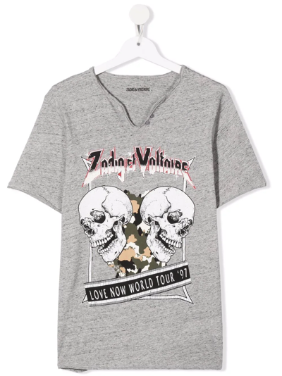 Zadig & Voltaire Teen Skull-print T-shirt In Grey