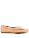 Ralph Lauren Logo-buckle Leather Loafers In Neutrals