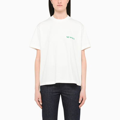 Sunnei White/green Logo-print Crewneck T-shirt