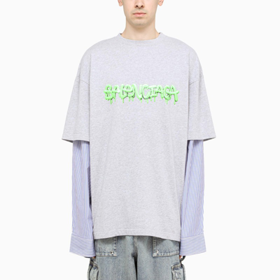 Balenciaga Grey Oversize T-shirt With Logo