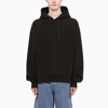 STUSSY BLACK LOGO-EMBROIDERY HOODIE