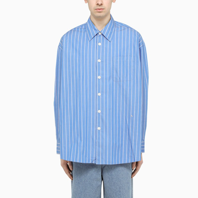 Our Legacy Borrowed Striped Cotton-poplin Shirt In Blue