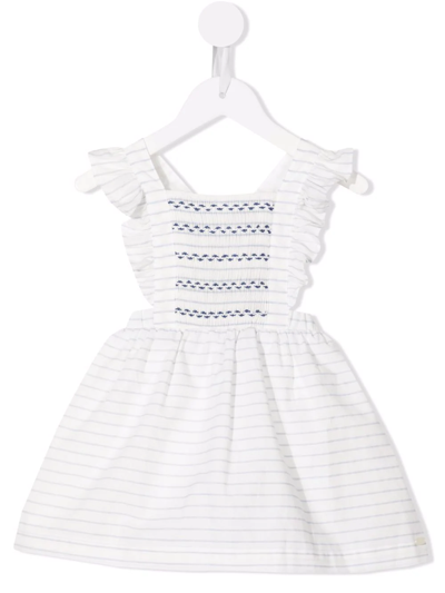 Tartine Et Chocolat Babies' Stripe-pattern Ruffled Dress In White