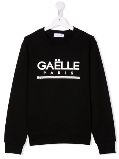 Gaelle Paris Teen Logo-print Crewneck Sweatshirt In Black