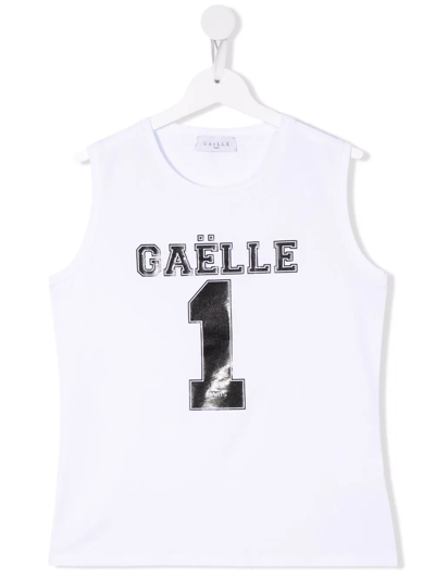 Gaelle Paris Teen Logo-print Waistcoat Top In White