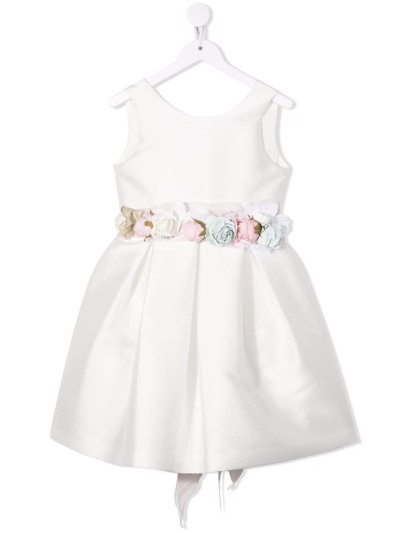 Mimilù Kids' Flower-applique Detail Dress In White