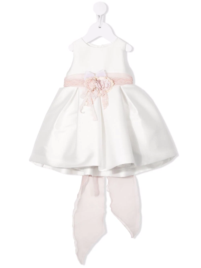 Mimilù Babies' Floral-appliqué Sleeveless Dress In White