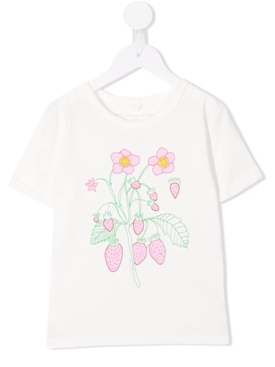 Stella Mccartney Kids' Strawberry-print Cotton T-shirt In White