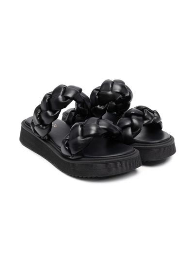 Florens Teen Tresses Braided-strap Platform Sandals In Black