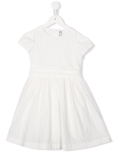 Il Gufo Kids' Creased Cotton Midi Dress In White