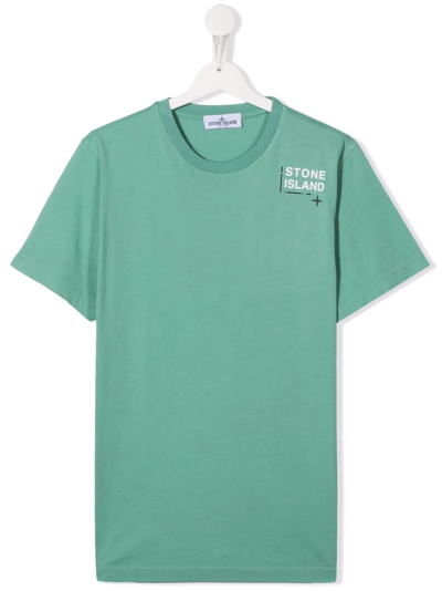 Stone Island Teen Logo-print T-shirt In Green