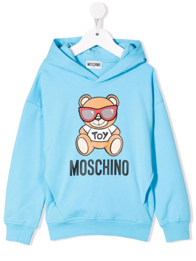 Moschino Kids Sunglasses Teddy Bear Hoodie (4-14 Years) In Blue