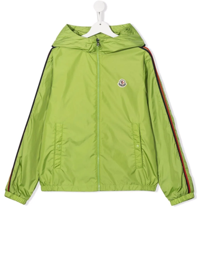 Moncler Teen Logo-print Hooded Jacket In Green