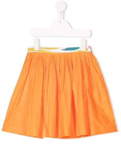 Emilio Pucci Junior Kids' Shift Mini Skirt In Orange
