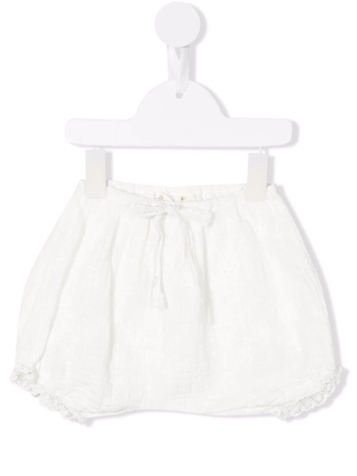 Zhoe & Tobiah Babies' Lace-trimmed Drawstring Shorts In White