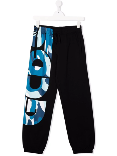 Gcds Kids' Logo-print Detail Track Trousers In Black