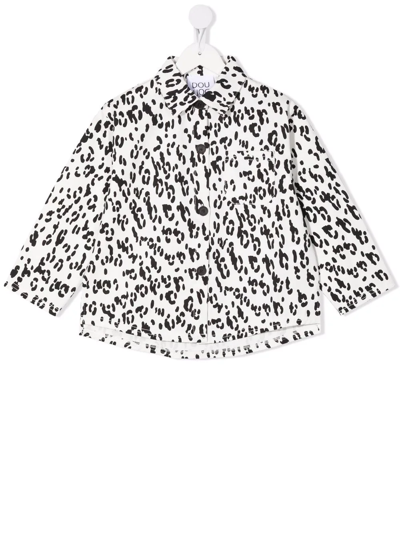 Douuod Kids' Leopard-print Denim Jacket In Black