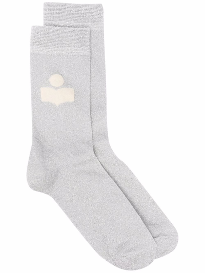 Isabel Marant Logo-intarsia Socks In Grey