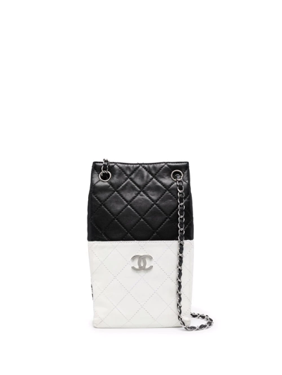 Pre-owned Chanel 2008-2009 Bicolour Cc Logo Shoulder Bag In Black