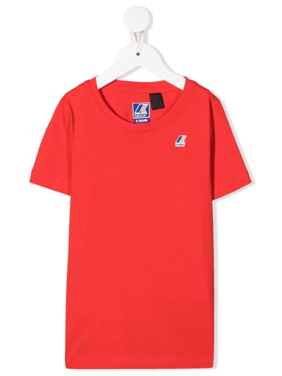 K-way Kids' Logo-print Cotton T-shirt In Red