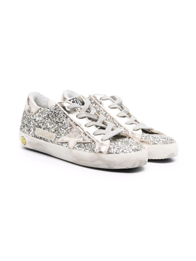 Golden Goose Kids' Super-star Sneakers With Glitter In Metallic