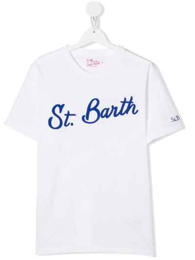 Mc2 Saint Barth Teen Logo-print Short-sleeved T-shirt In White