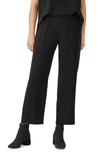 Eileen Fisher Silk Georgette Crepe Ankle Straight Leg Pants In Black