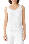 Eileen Fisher System Ivory Silk Crepe Top In Bone