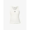 LOEWE LOEWE WOMEN'S WHITE ANAGRAM-EMBROIDERED STRETCH-COTTON TANK TOP