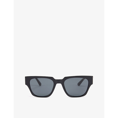 Giorgio Armani Ar8147 Rectangular-frame Acetate Sunglasses In Black