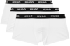 Hugo Boss Three-pack White Logo Boxer Briefs In 100 White