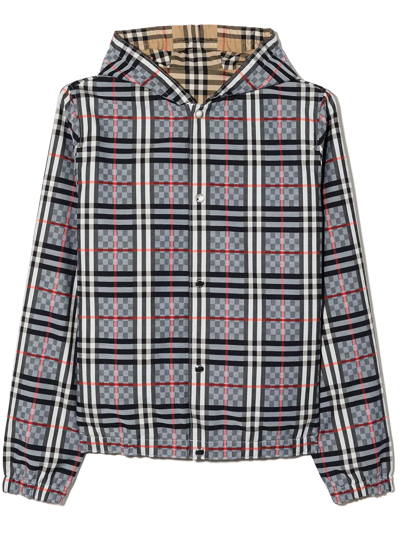 Burberry Kids' Reversible Check-print Hooded Jacket