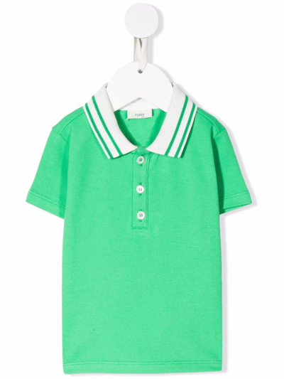 Fendi Babies' Stripe-trim Polo Shirt In Green