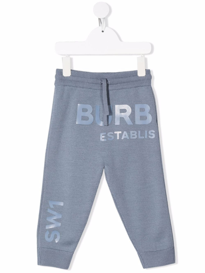 Burberry Babies' Horseferry-print Track Trousers In Blue
