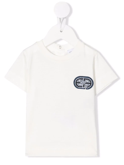 Emporio Armani Babies' Logo-patch Cotton T-shirt In White