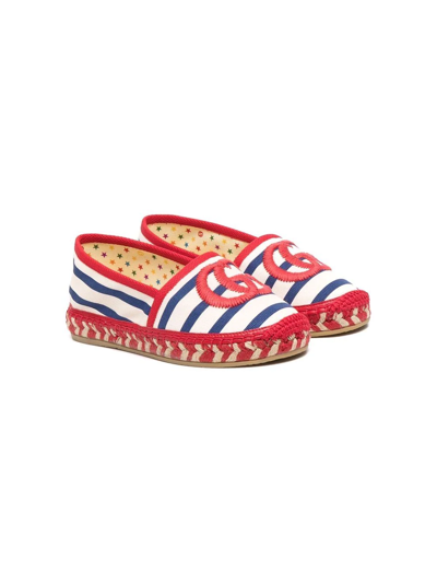 Gucci Kids' Logo-stripe Espadrilles In White