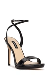 Nine West Loola Ankle Strap Sandal In Black Patent