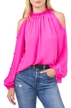 Vince Camuto Long-sleeve Cold-shoulder Top In Pink