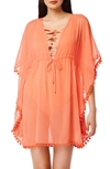 Bleu By Rod Beattie Pompom Cover-up Caftan In Coral Chic