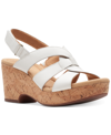 Clarks Women's Collection Giselle Beach Slingback Wedge Sandals In White Leather