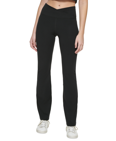 Calvin Klein Performance Women's Crossover Waist Flare Leggings In Black