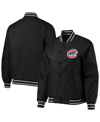 JH DESIGN WOMEN'S JH DESIGN BLACK CHICAGO CUBS PLUS SIZE POLY TWILL FULL-SNAP JACKET